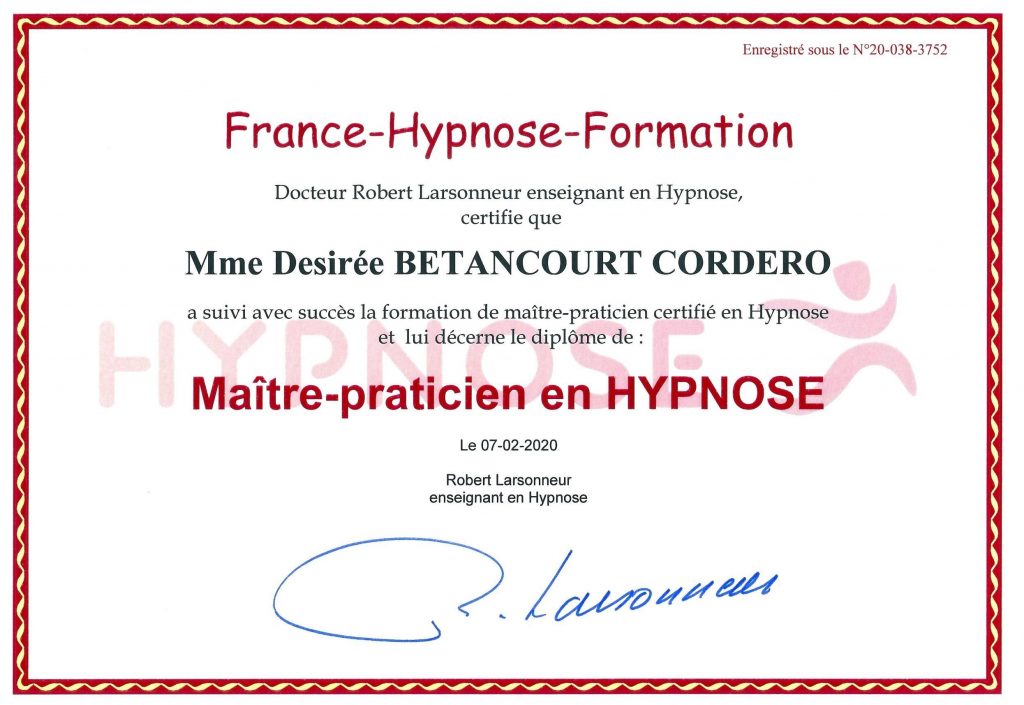 DESIREE BETANCOURT - MAITRE PRATICIEN EN HYPNOSE