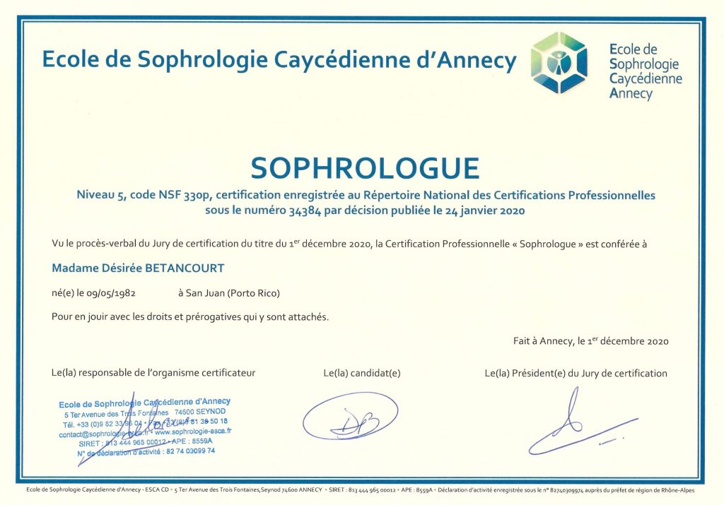 Sophrologue RNCP